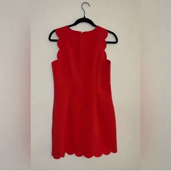 J. Crew - Coral Sheath Dress Scalloped Edge Sleeveless - Size 4 - Picture 4 of 9